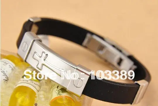 

10PCS/SET Screws male cross bracelet Silicone bracelet titanium bangle hand ring wrist length belt Metal color