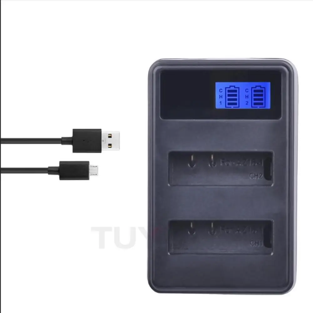 Charger TUYU ЖК-дисплей двойное зарядное устройство для Xiaomi Yi 4K и Yi Lite Yi 360 VR экшн-камеры батарея с зарядным устройством 3 шт. AZ16-1 батарея - Цвет: Charger