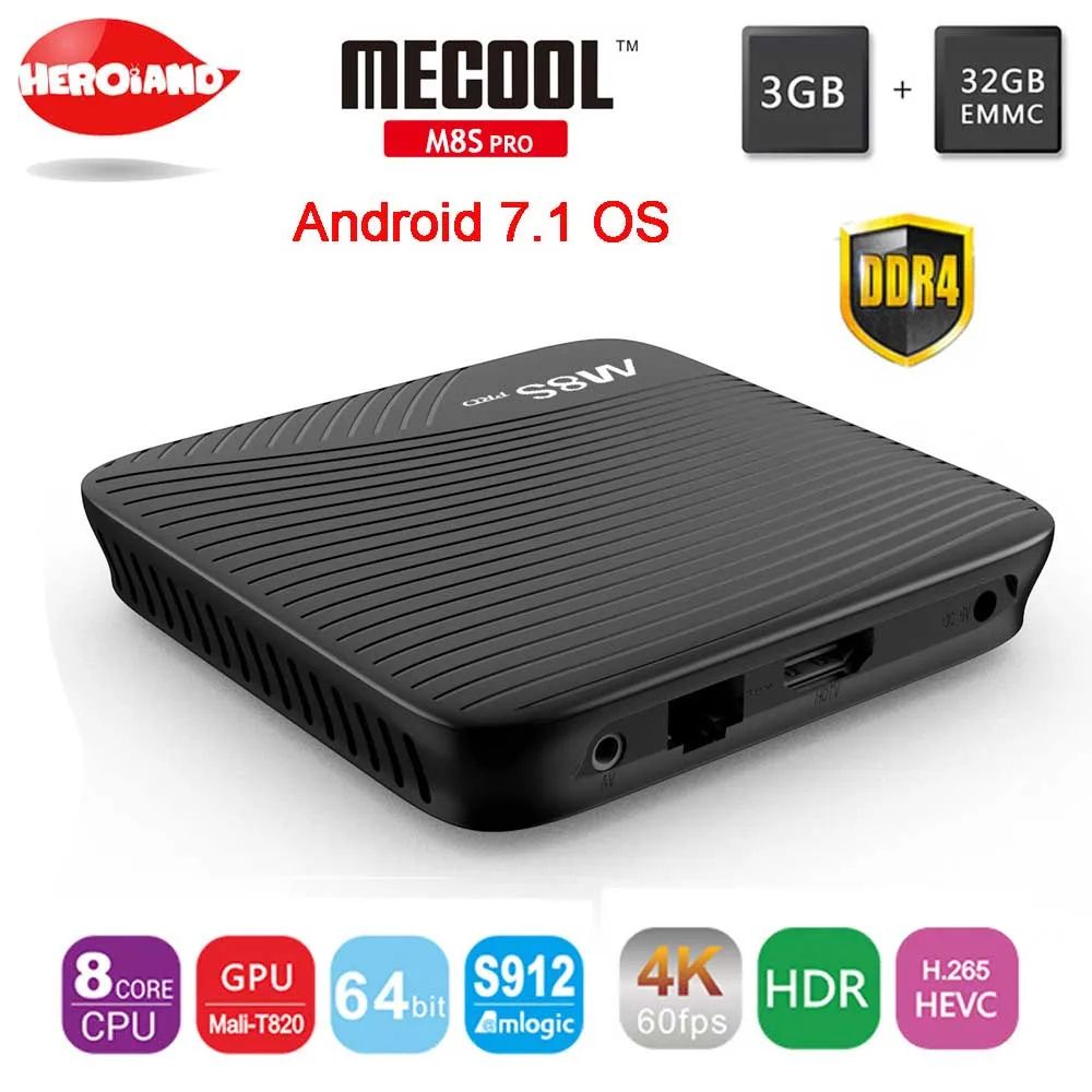 MECOOL M8S PRO Android 7 1 ТВ коробка BT 4 DDR4 Amlogic S912 2 0 ГГц Octa Core ARM Cortex A53 К Full HD 3D PK KI set top Box|amlogic