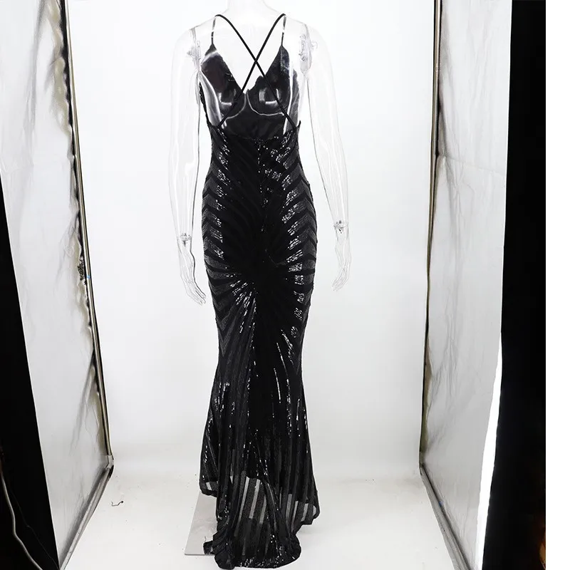 Блестящее черное платье с блестками модная женская элегантная одежда женское