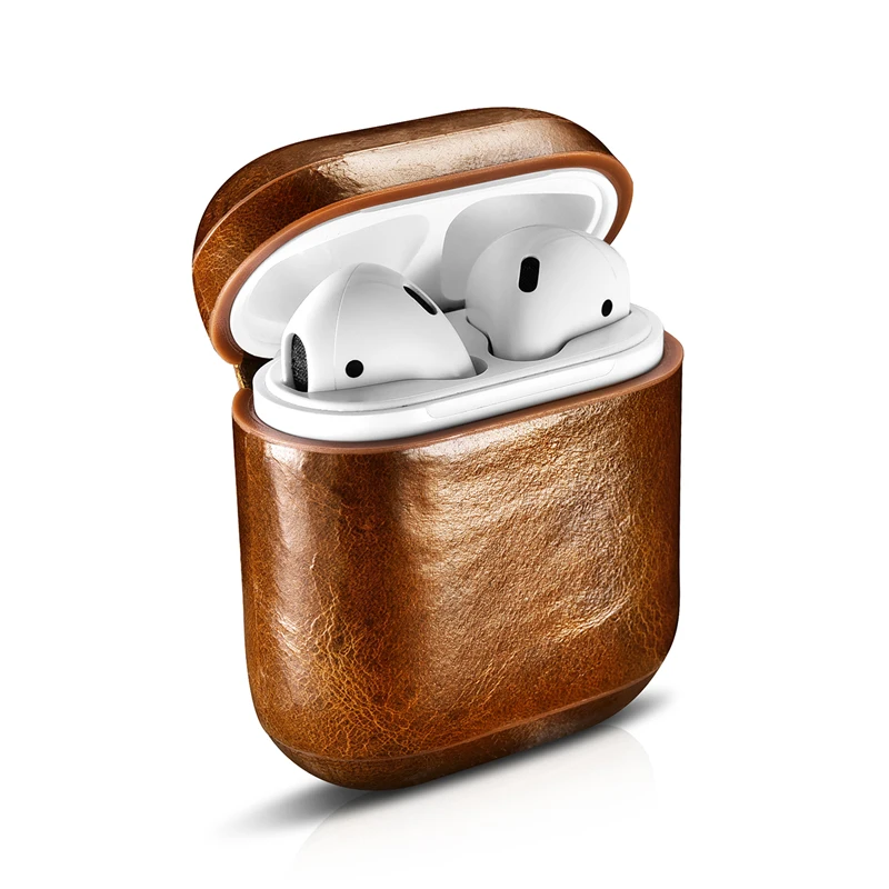 Чехол icarer для AirPods винтажный Топ чехол из натуральной кожи Apple Airpods масляный воск