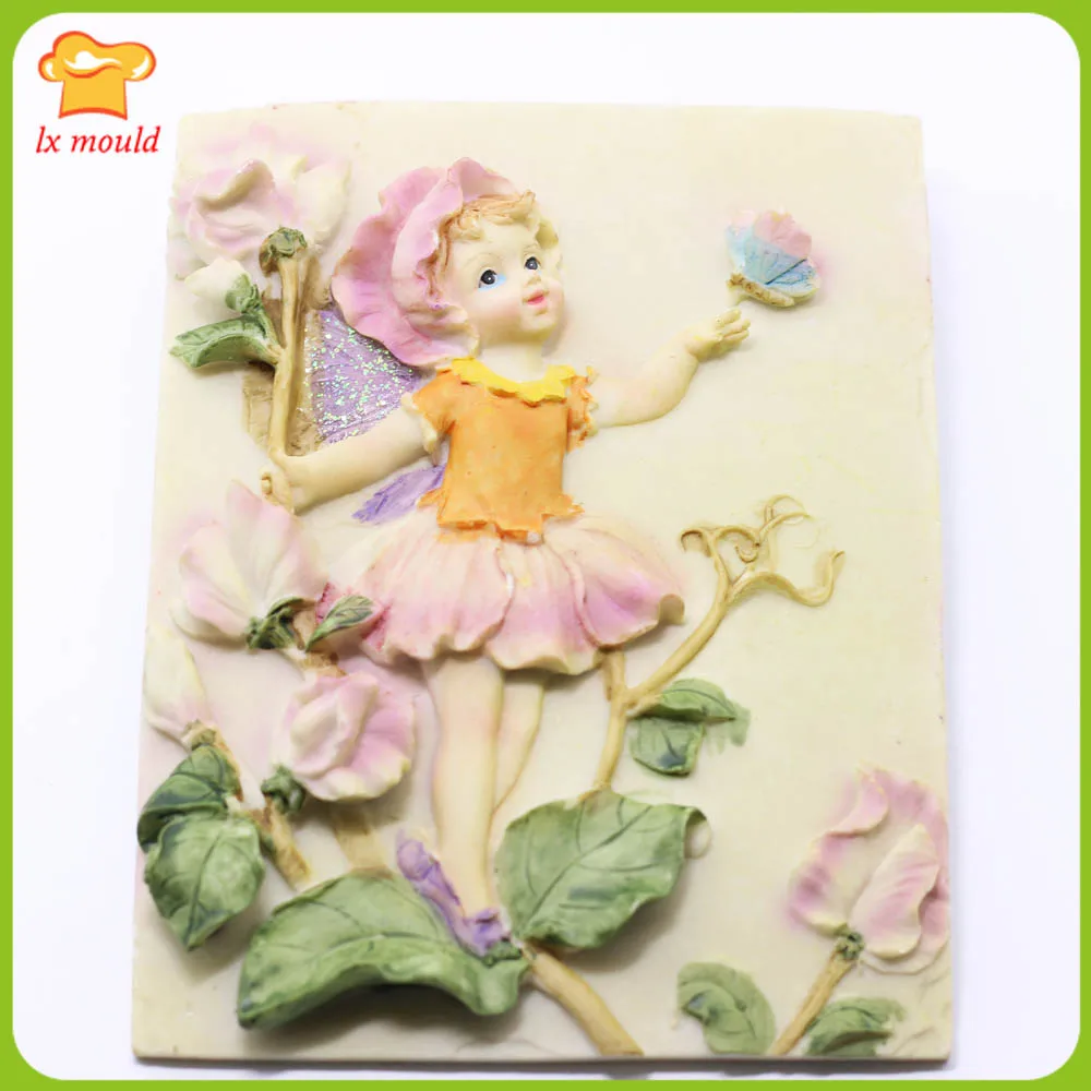 

New Aromatherapy Gypsum Concrete Moulds Butterfly Angel Silicone Molds