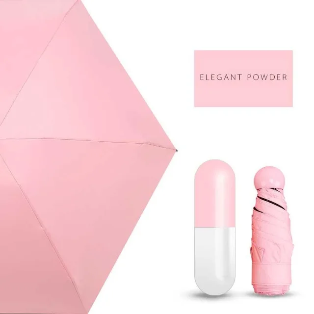 Pink Супер мини Капсула зонтик дождь женщина прозрачный Карманный анти-УФ зонтик ветрозащитный 5 складные зонтики компактные дождь Дети paraguas - Цвет: Pink
