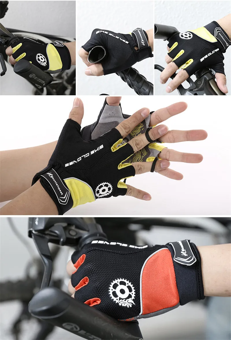 Летние дышащие велосипедные перчатки MTB велосипед перчатки Половина Finger перчатки гель Pad ударостойкие перчатки для Для мужчин Для женщин