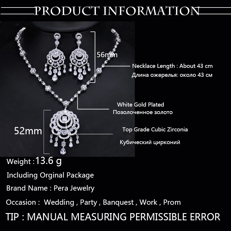 Pera роскошный Nobel дизайн большие висячие Висячие Подвески ожерелье и серьги