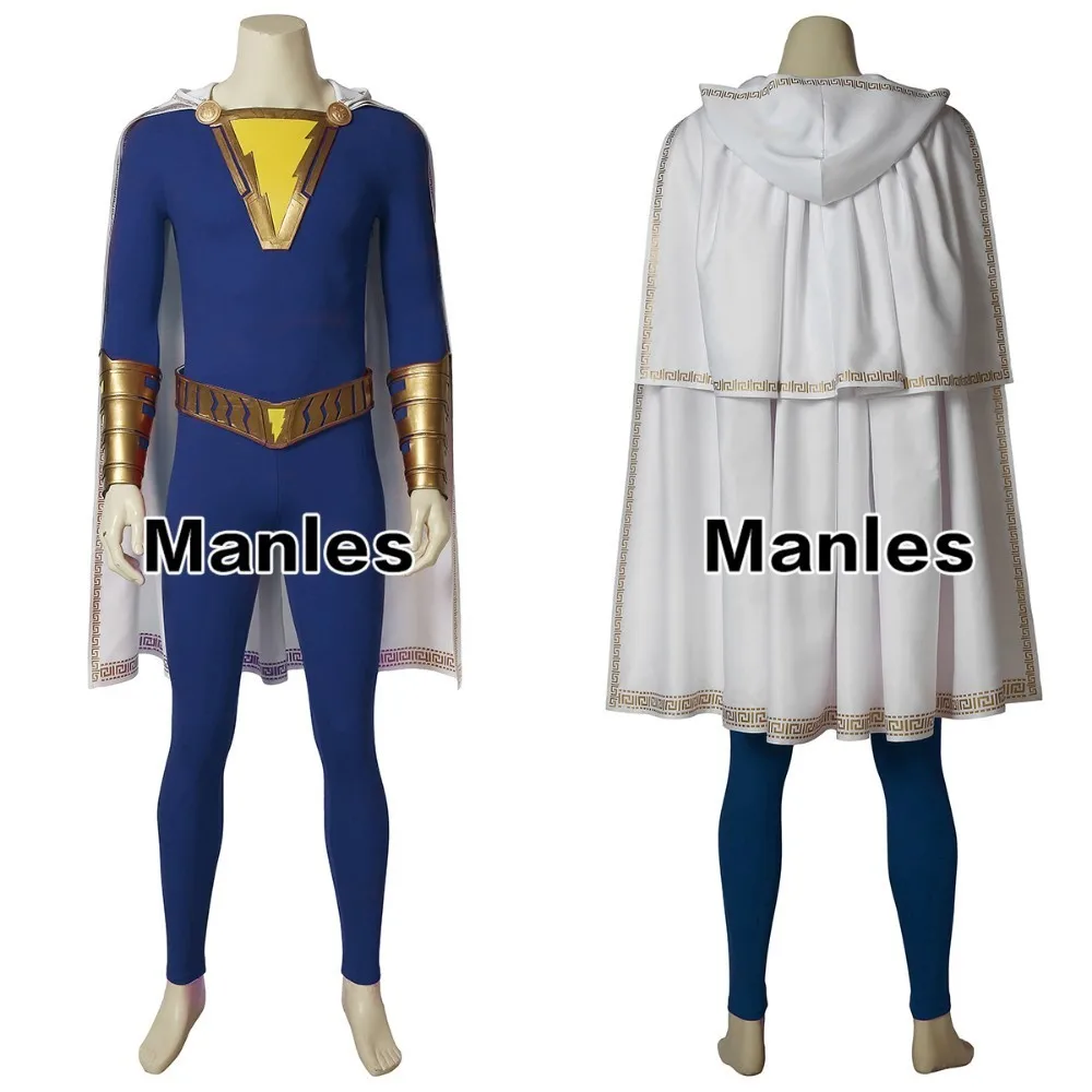 Shazam Costume Captain Marvel William Joseph Billy Batson Cosplay Adult Halloween Christmas Carnival Party Boots Jumpsuit Cloak