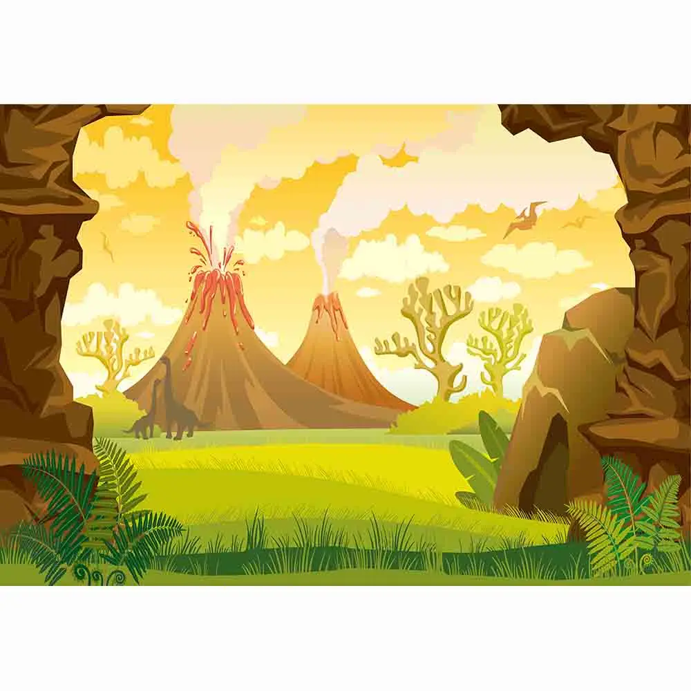 Allenjoy обои фотосессия мультфильм примитивный континент динозавр извержение