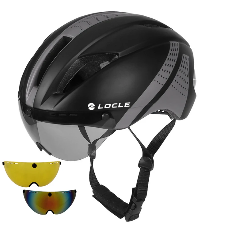 LOCLE, 3 линзы, Aero TT, для шоссейного велосипеда, велосипедные очки, шлем для велоспорта, защитный шлем для верховой езды, мужской, скоростной, пробный, шлем двойного назначения 280 г