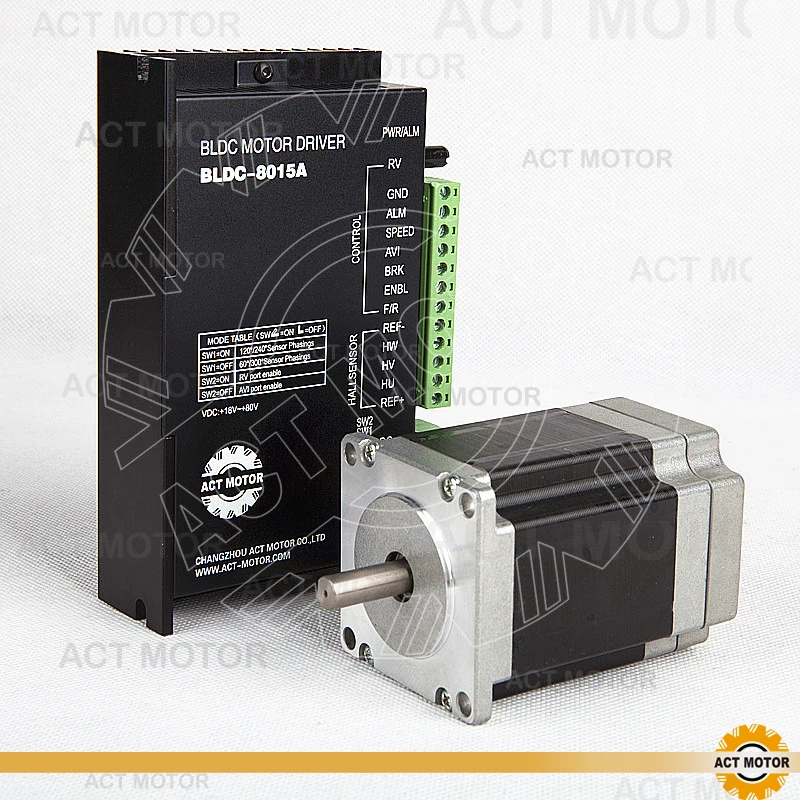 

ACT Motor 1PC Nema23 Brushless DC Motor 57BLF02 24V 125W 3000RPM 3Ph Single Shaft+1PC Driver BLDC-8015A 50V CNC Router Plasma