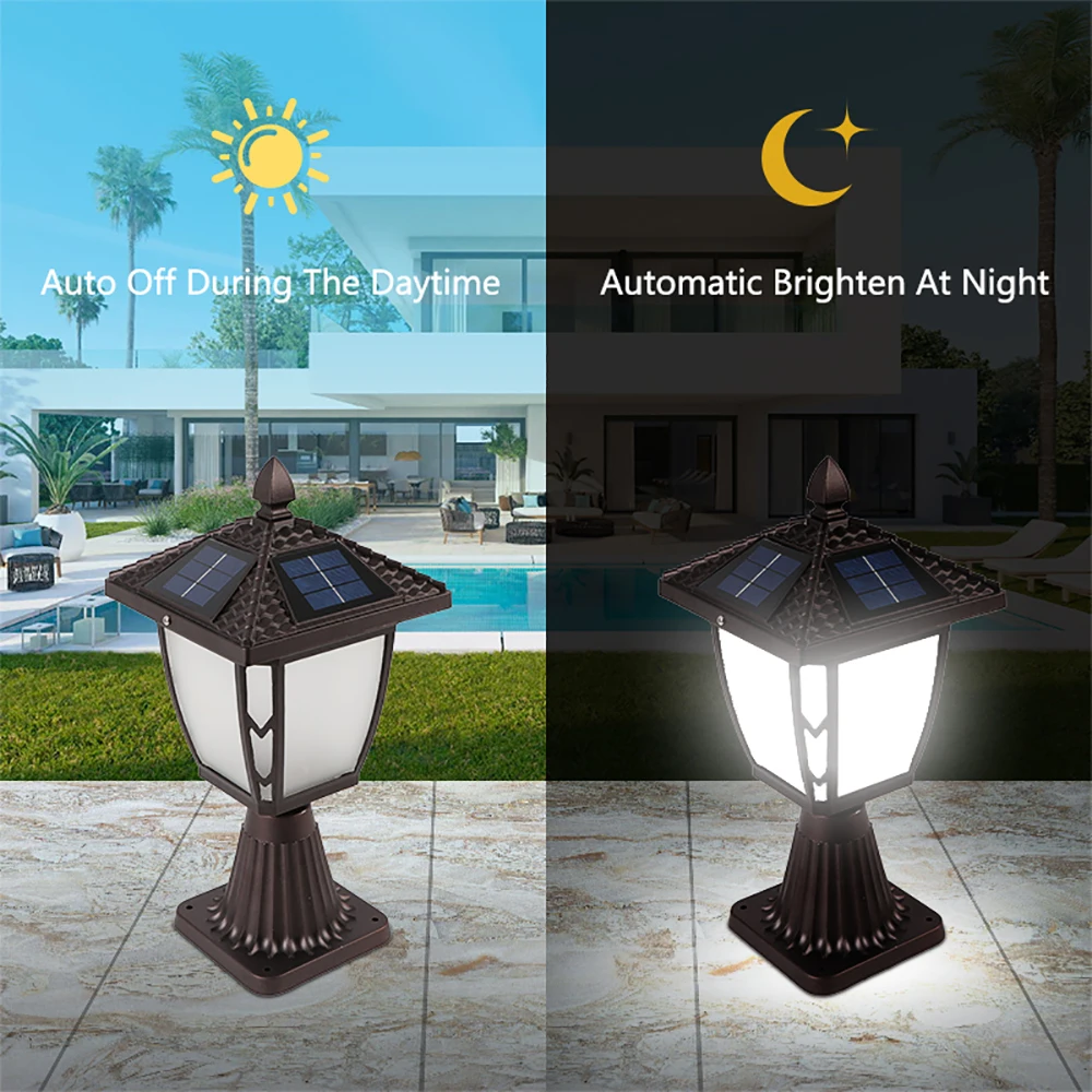 Sunence Solar Light Square Garden pillar Pathway Lamp Caplights Lawn Post 3.7V 1.2W Aluminum Warm White/Cool White | Освещение