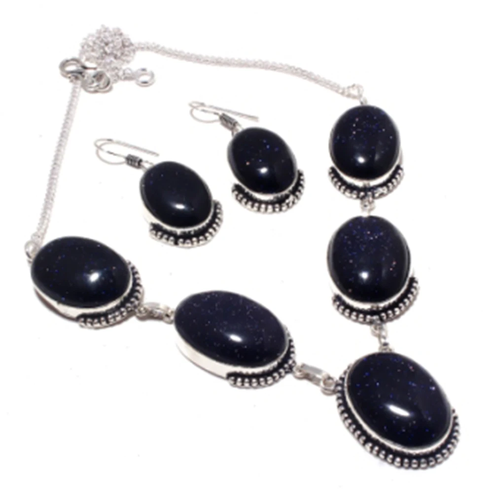 

Sunstone Necklace Earing Silver Overlay over Copper , 50cm, FRN0076