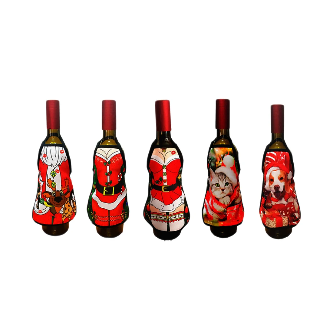 Новый новогодний фартук крышка бутылки Рождественский обеденный стол украшение
