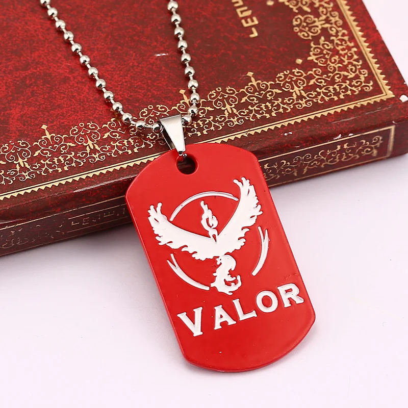 Ожерелье Pokemon Go Dog Tag с подвеской из аниме-мультфильма, командный доблестный мистический инстинкт с логотипом, цепочка из бисера для мужчин и женщин