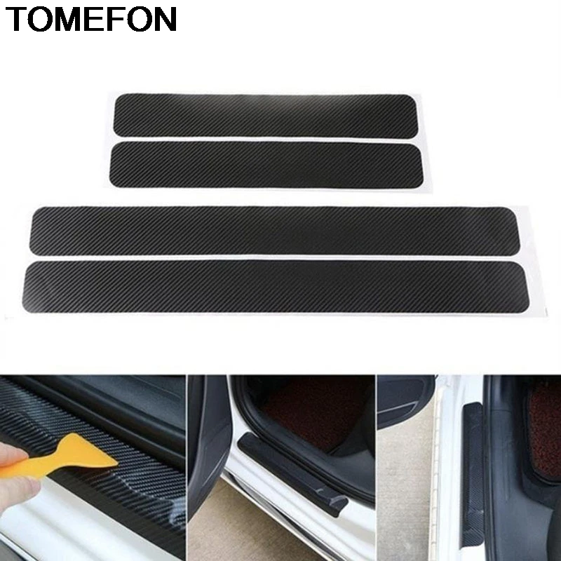 Горячая продажа TOMEFON 4x 3D углеродное волокно вид автомобиля дверные пороги