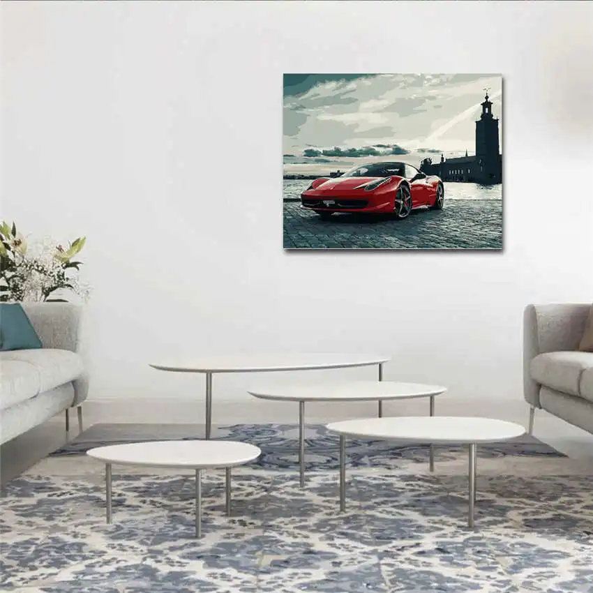 WONZOM спортивный автомобиль DIY живописи по номерам велосипед стены в искусстве для