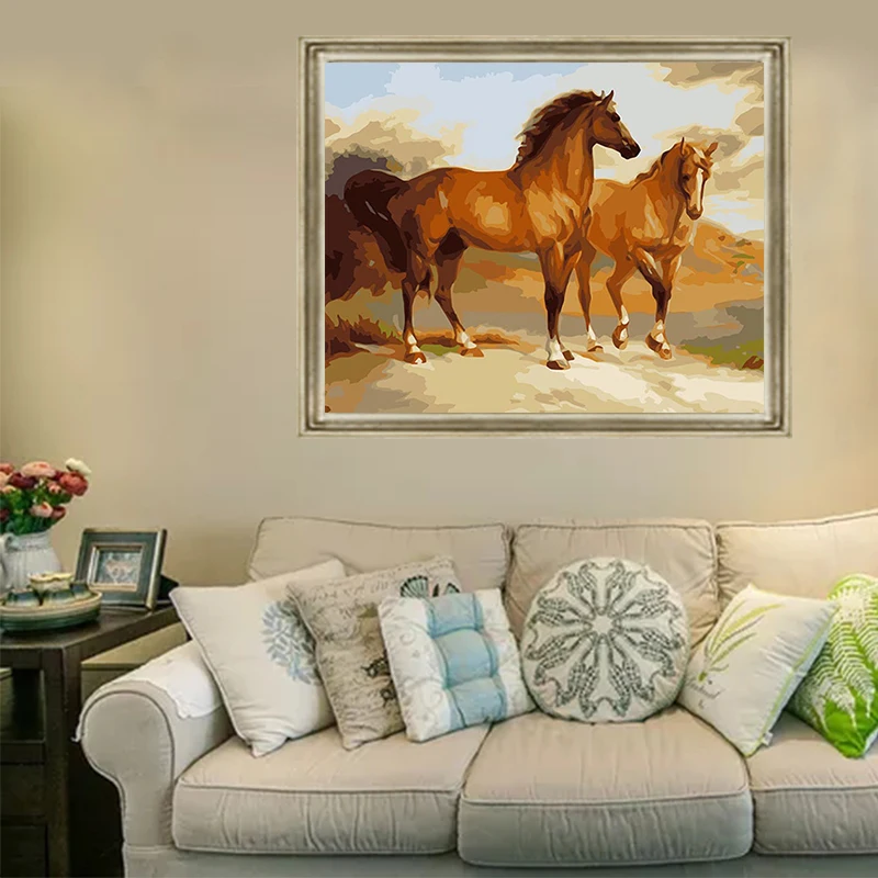 Oil Painting Coloring by Numbers on Canvas DIY Wall Art for Living Room Animals Picures Home Decor P-0369 | Дом и сад