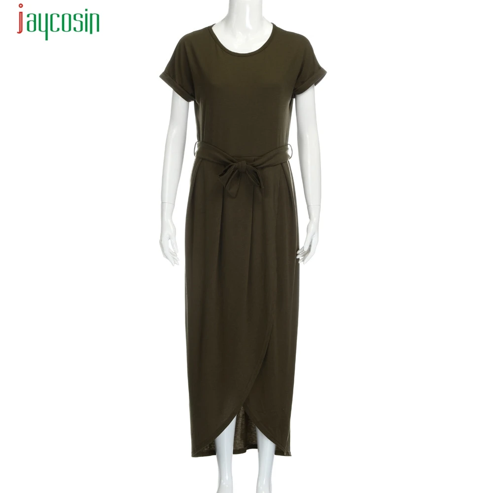 Женское платье с коротким рукавом JAYCOSIN однотонное длинное повседневное пляжное