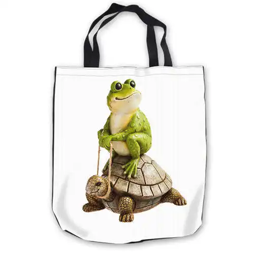 Tote Bags Пользовательские холст-Лягушка-Kindoom-(1) toteBags сумки сумка-шоппер Повседневное пляжные сумки Складная 180911-04-75 - Цвет: Tote Bags