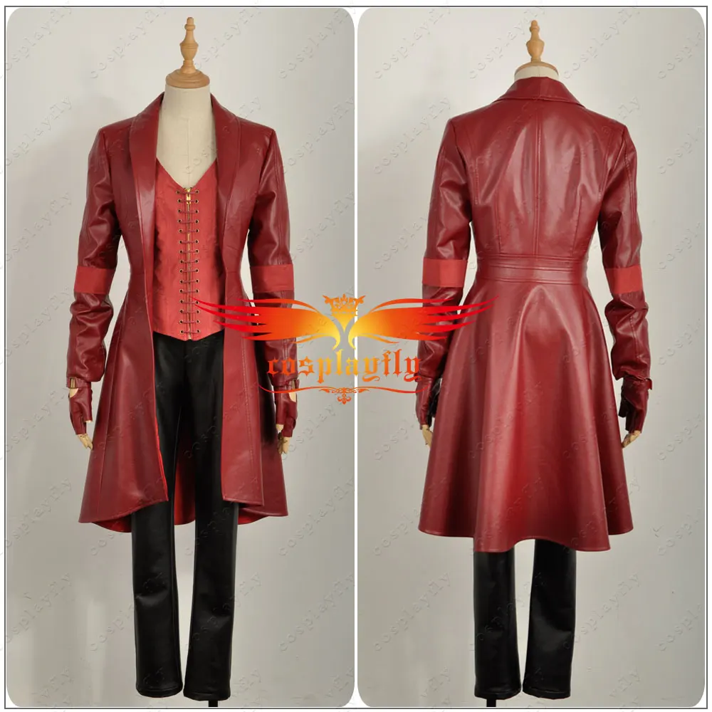 

Film Civil War Faux Leather Wanda Maximoff Scarlet Witch Cosplay Costume Outfits Adult Women Trench Pants Halloween Carnival