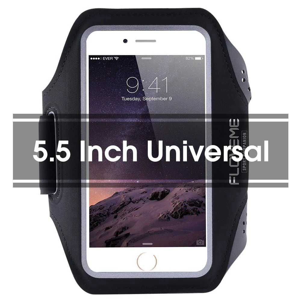 Black 5.5 Inch FLOVEME водонепроницаемый универсальный браслет для iPhone 6, 6 S, 7, 8 Plus, X чехол для samsung Galaxy S9, S8 Plus, спортивная сумка для телефона, аксессуары - Цвет: Black 5.5 Inch