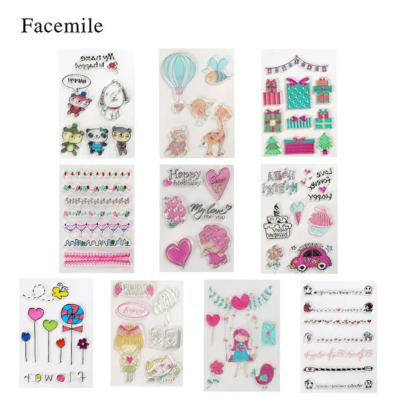 Facemile 1 шт. прозрачный штамп лист цветок животное Штамп для DIY