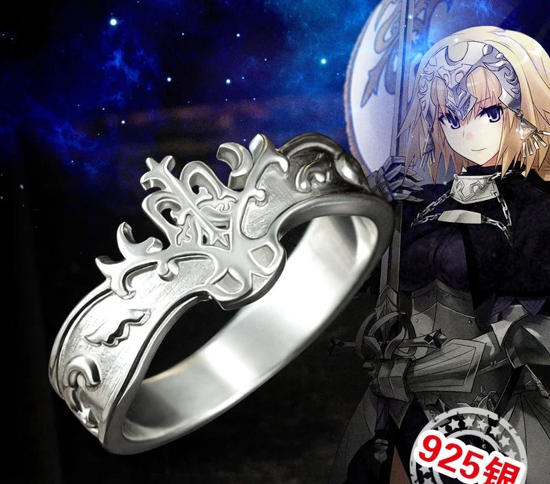 Подарочное серебряное кольцо 60 мм в виде короны из аниме Fate Grand Order имитирующее
