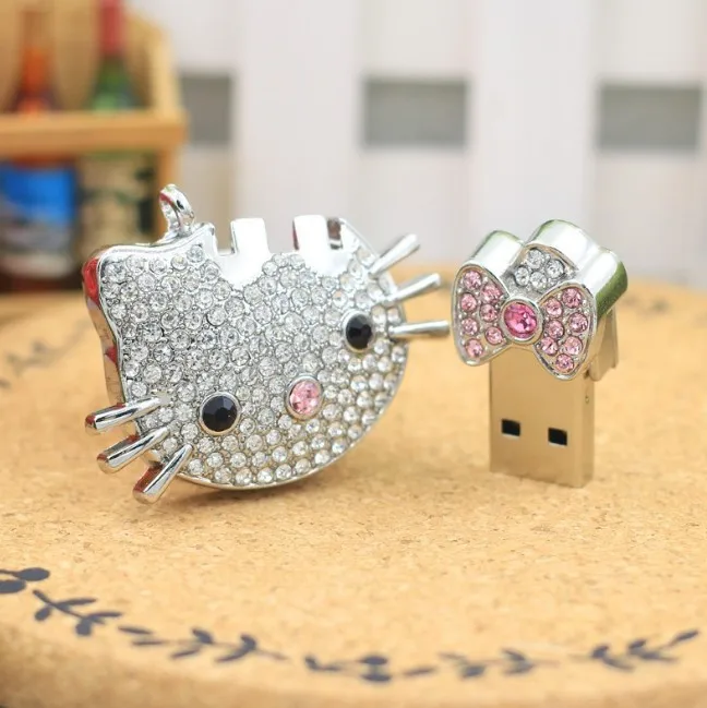 USB флеш накопитель 128 ГБ металлический Hello Kitty кошачий стиль 8 16 32 64 256 512 2 0 карта