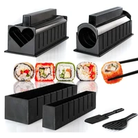 10 picsset diy sushi maker onigiri mold rice mould kits kitchen bento accessories tools combination roll rice ball tool