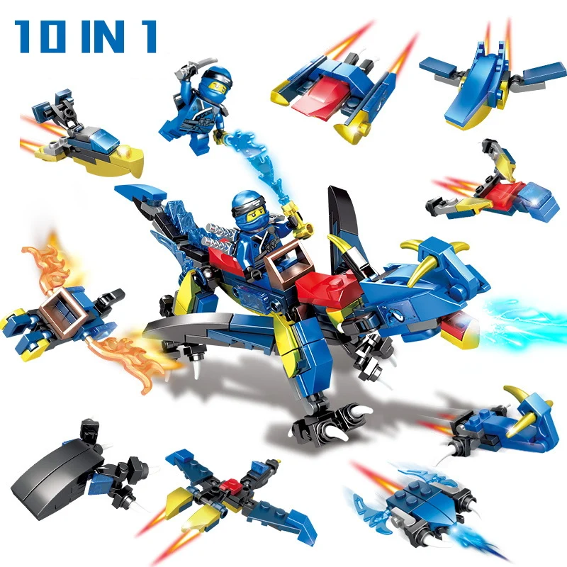 210 шт. Ninjaed серии 10в1 синий мех Дракон строительные блоки Совместимые Legoings Ninjagoes