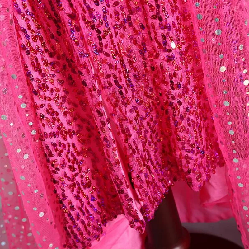 

Girl Princess Cosplay Costume Children Snow Queen 2 Blue Sequined Long Sleeve Mesh Prom Gown Halloween Carnival Party Dresses