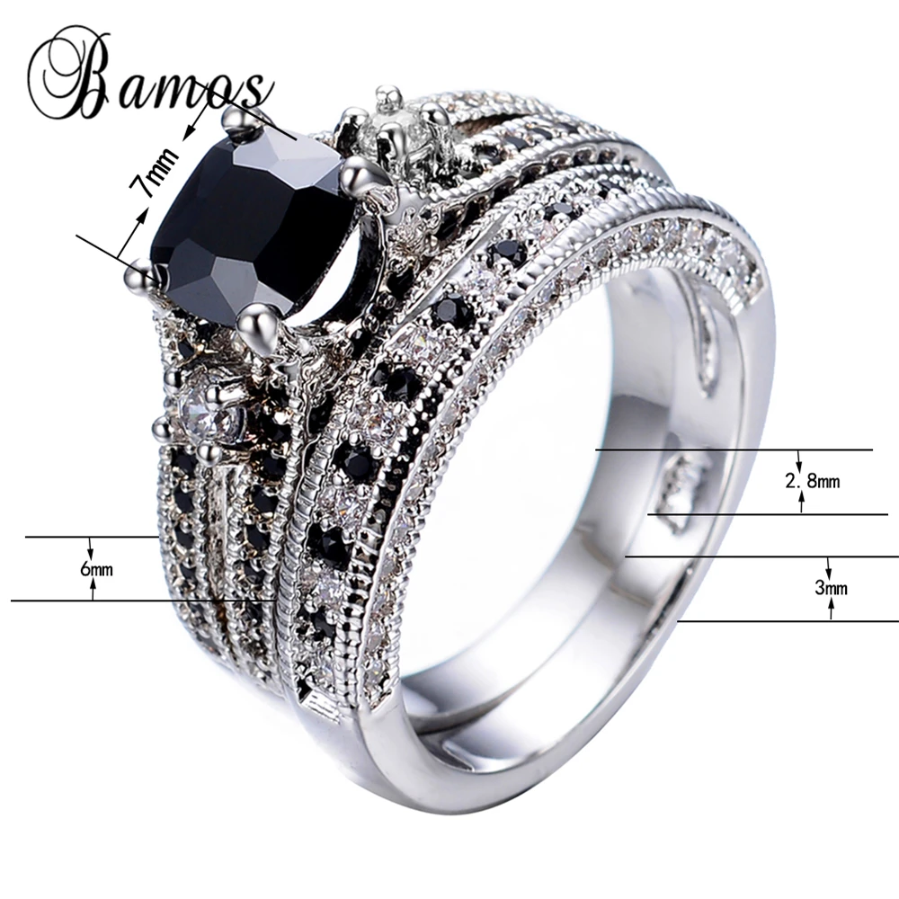 Кольцо обручальное серебряное для мужчин и женщин 2018|fashion ring set|ring setblack set |