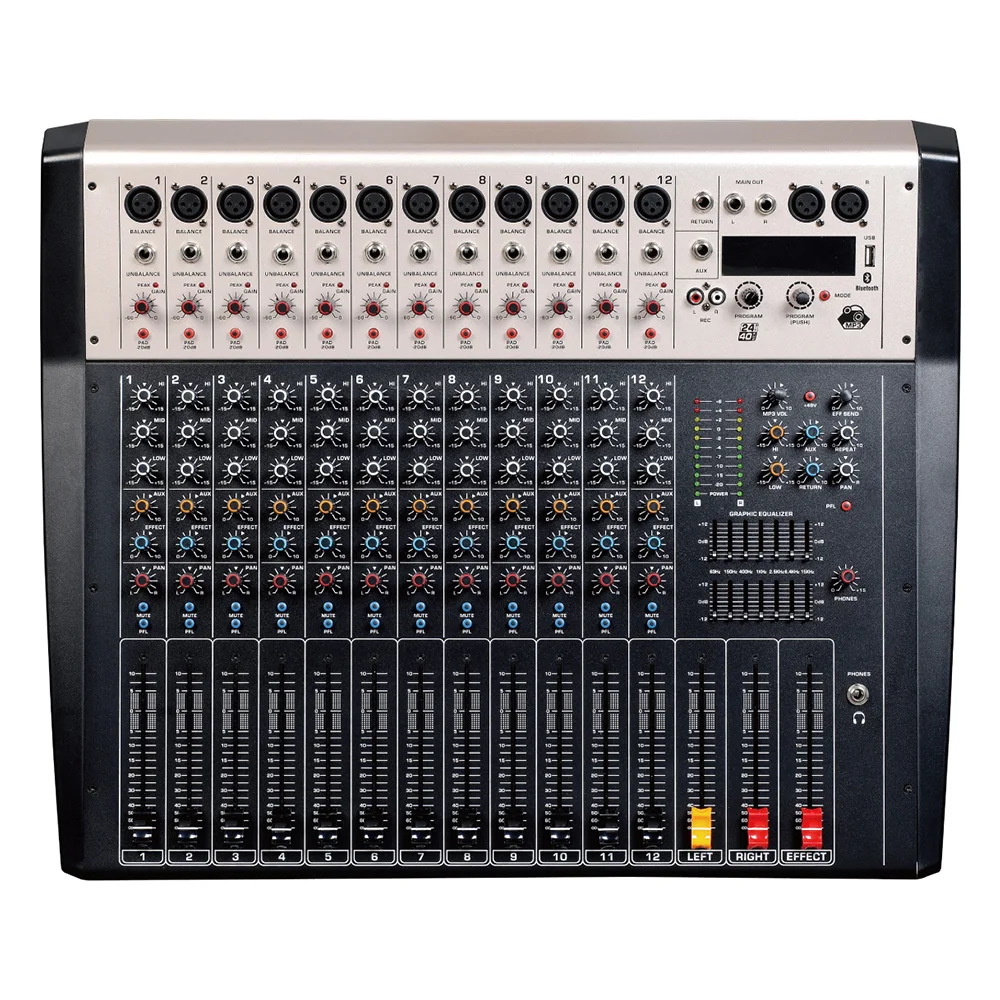 Микшерный пульт рекордер 48 V phantom power monitor AUX effect path 6-16 channel audio mixer USB поставляется с усилителем мощности LV