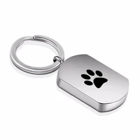unisex memorial stainless steel rectangle pet cremation urns key chains dog keepsake screw jewelry charm key rings