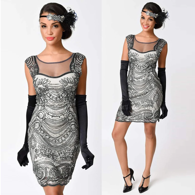 великий гэтсби Гэтсби платье расшитое блестками вышивка Хлопушка S 1920 Великий