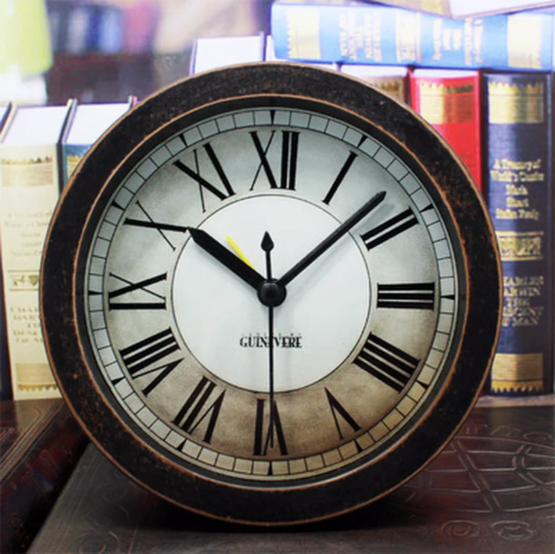 Digital Wood Alarm Clock Table Bedroom Study Desktop Decoration European Retro Nostalgic Circular Muted Roman | Дом и сад