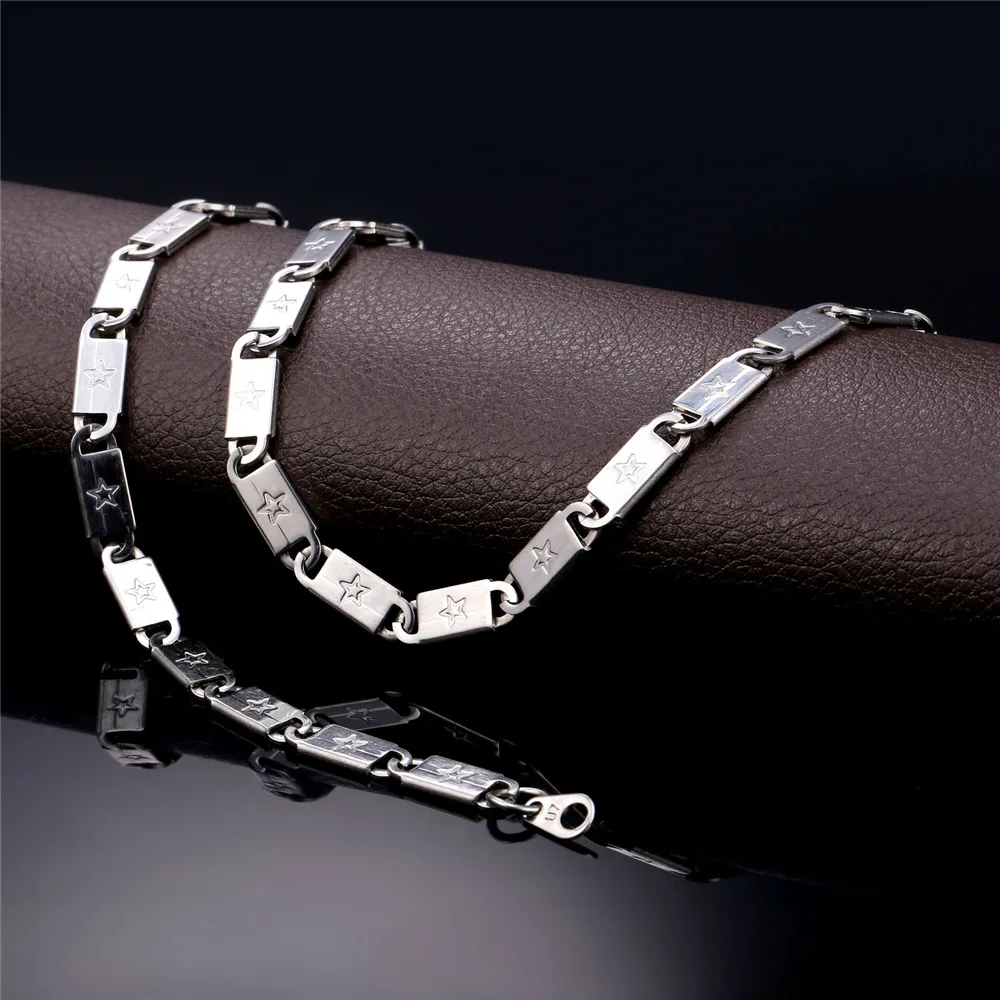 U7 Мужской Стальный Ожерелье Звезда Шаблон Звено Чокер Для Мужчин Ювелирные