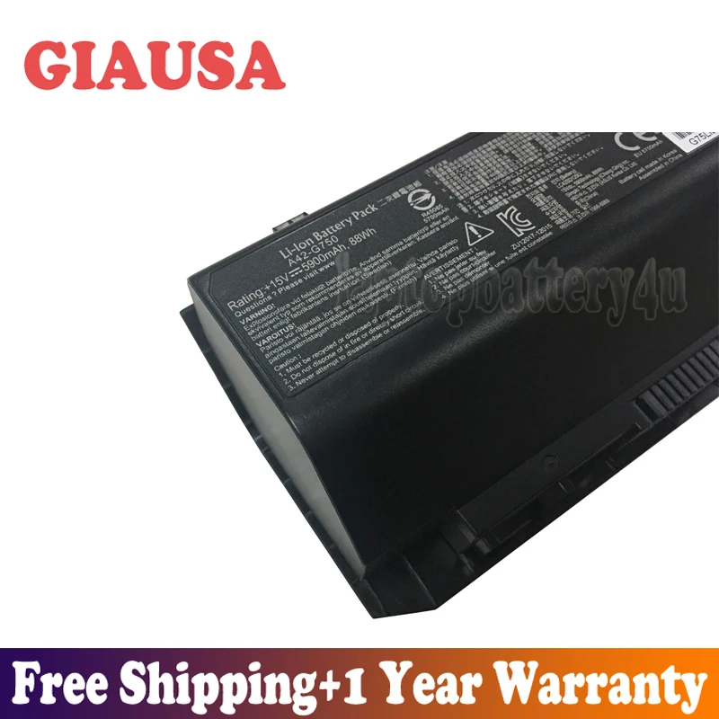 GIAUSA Новый A42 G750 аккумулятор 15 в 88Wh 5900 мАч для Asus ROG G750J G750JH G750JM G750JS G750JW