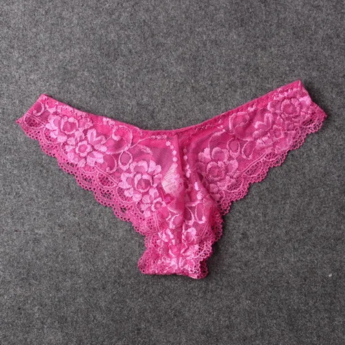 Rose red Rorychen летние сексуальные женские кружевные трусы, нижнее белье, женское нижнее белье больших размеров прозрачные трусики Танга - Цвет: Rose red