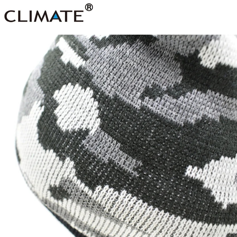Климата Для мужчин Beanie Camo Камуфляж зима шляпа человек Кепки армии теплая шапочка