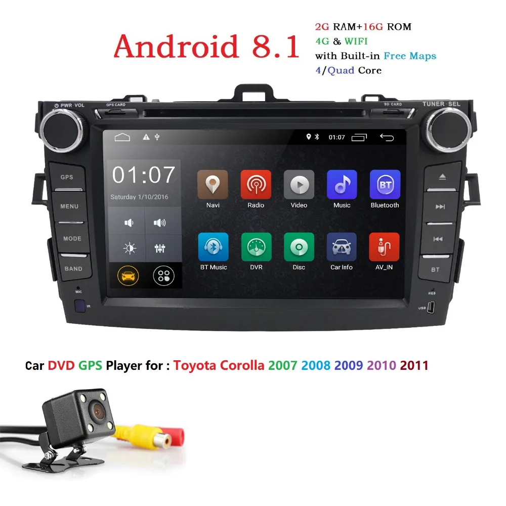 Hizpo Android 8 1 DVD плеер автомобиля для Toyota Corolla 2007 2011 с 4 ядра 2 г + 16 авто радио