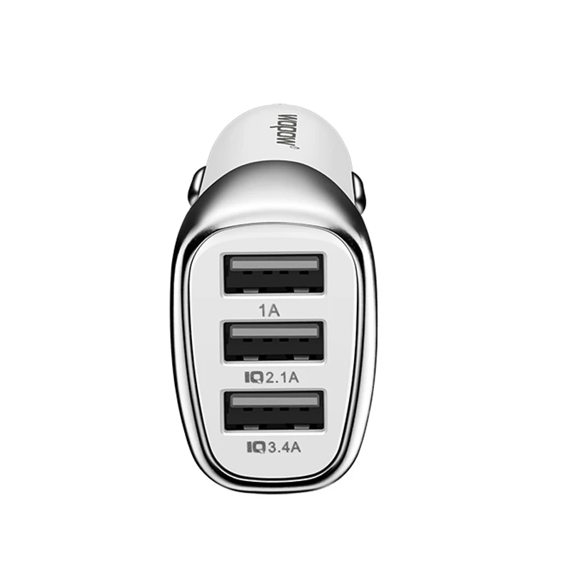 Wopow 3.4A быстро Зарядное устройство 3 Порты и разъёмы USB Автомобильное для iPhone X 8 Smart
