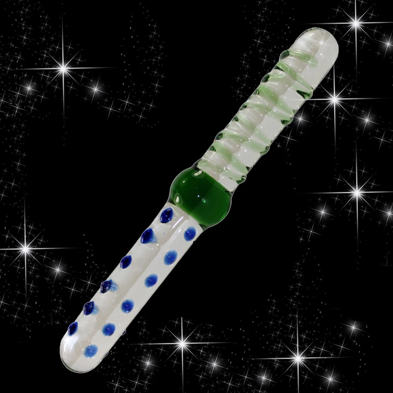 Стеклянный фаллоимитатор Pyrex с двойной головкой имитация кристалла анальная