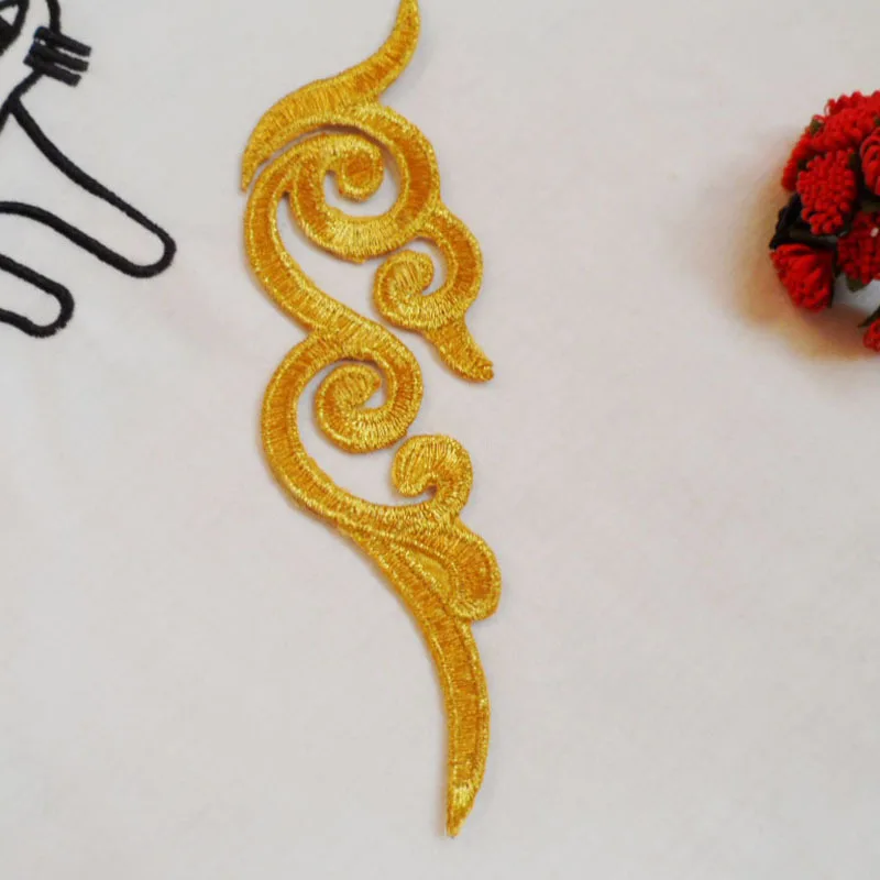 5 пара/лот вышивка цветы патчи Золото Кружева Аппликация воротник свадебное