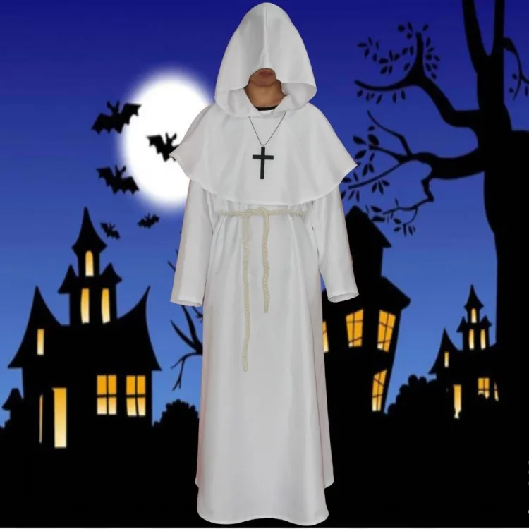 Middle Ages Renaissance Adults cosplay costume Monks pastor Robe exorcism Friar Halloween party unisex Cloak Cape Gown | Тематическая