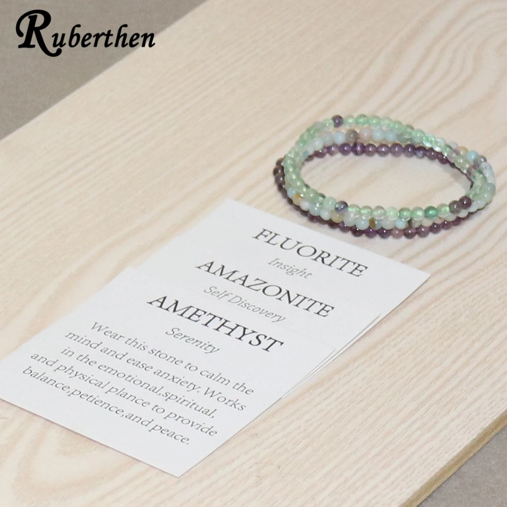 Ruberthen 2019 новый дизайн Amethys t браслет натуральный Амазонит женский флюорит мини
