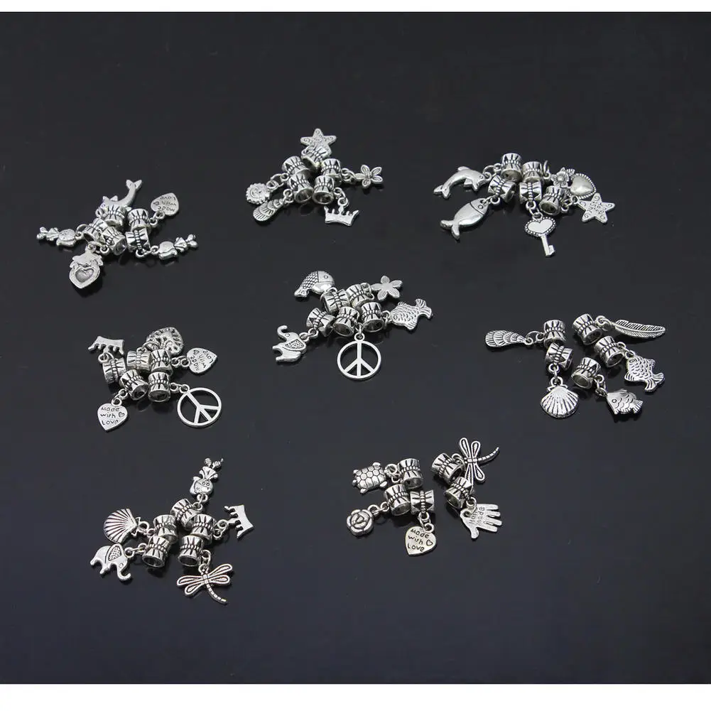 Refaxi Fashion Stylish 40pcs Tibetan Silver Dangle Charm Beads Fit Bracelet DIY Mixed Pattern | Украшения и аксессуары