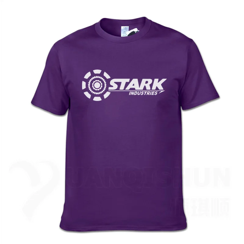 Purple Безупречные отрасли футболки Tony Stark iron man летние брендовые хлопковые футболки 16 цветов повседневные футболки с короткими рукавами для фитнеса - Цвет: Purple