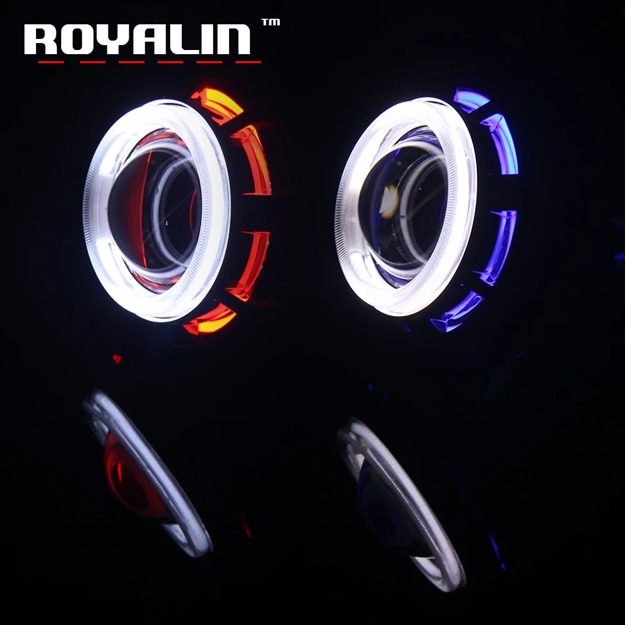 ROYALIN 2 0 фар мотоцикла объектив H1 лампы CCFL ангелы близнецы Eyes Halo Кольца ксенон
