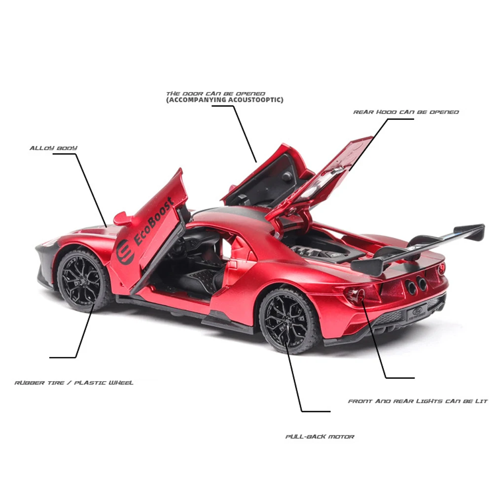 1:32 Ford GT музыкальная с подсветкой машина Diecasts игрушечный транспорт горячая модель колесного автомобиля с автомобилем Горячая дверь колеса может быть открытая игрушка