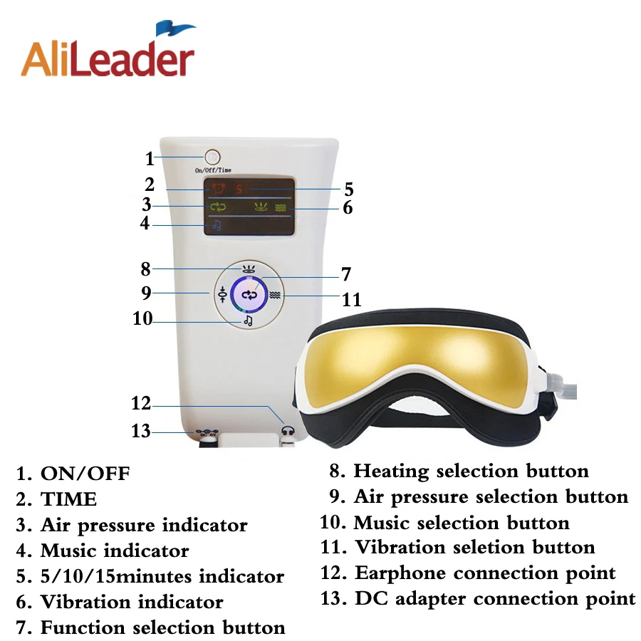 Alileader Вибрационный инфракрасный нагреватель давления воздуха массажер для глаз